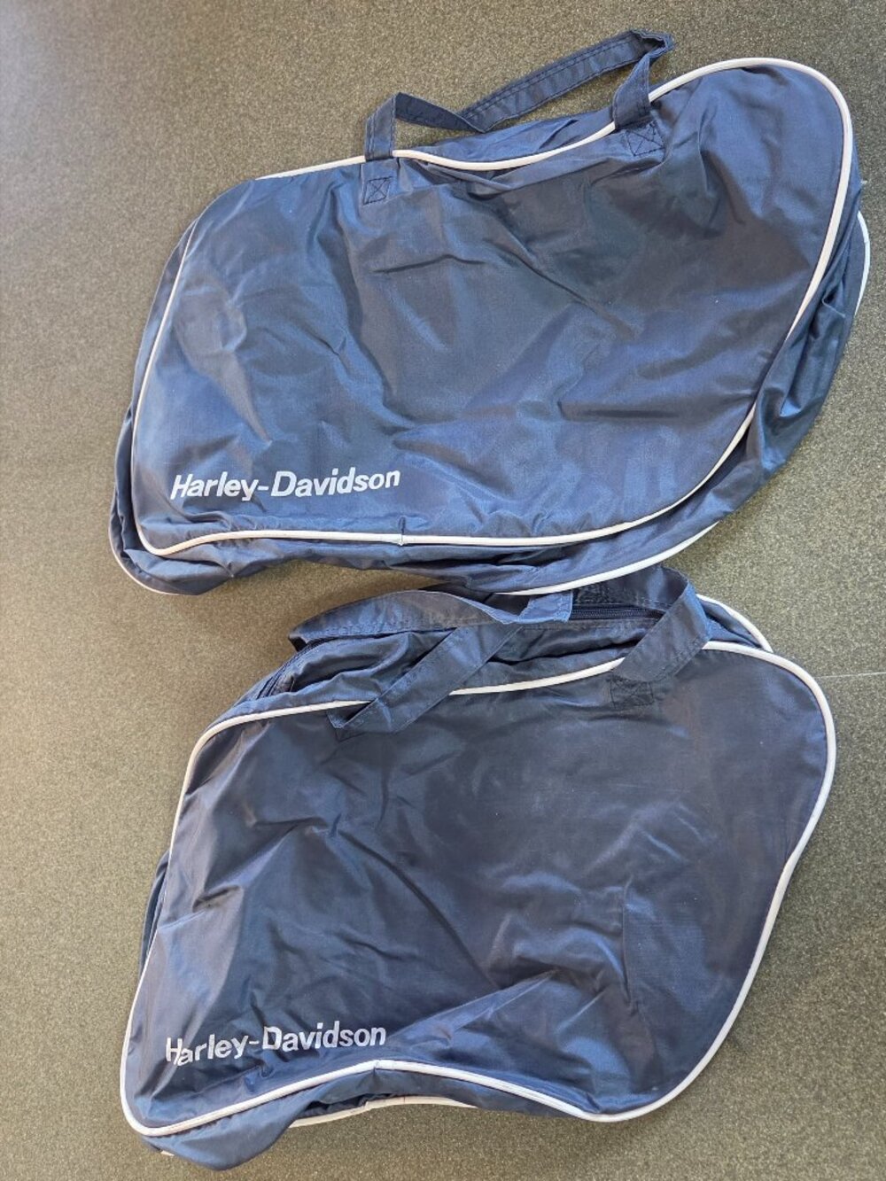 Vintage Harley Davidson Blue Trapezoid Canvas Saddlebag Liner Bags- Set of 2